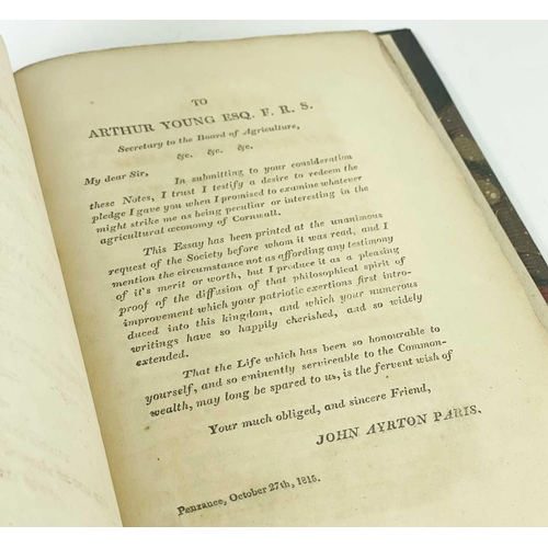 299 - John Ayrton Paris. 'Note on the Soils of Cornwall,' 1815. 'With a View to form a Rational System of ... 