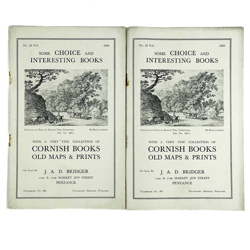 330 - J.A.D. Bridger Twenty-Eight Catalogues Issued by this West Country (particularly cornish ) book sell... 