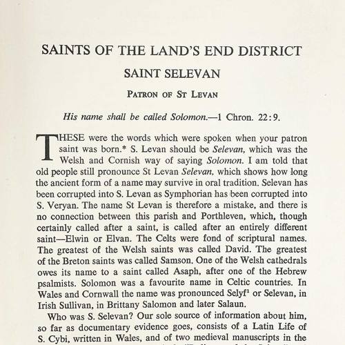 342 - Gilbert H. Doble The Saints of Cornwall part 1-5 The Saints of Cornwall Part One, Saints of the Land... 