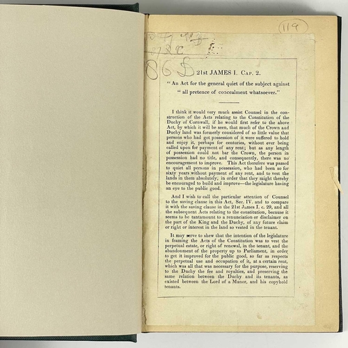 351 - 'Case Between Sir William Clayton, Bart and The Duchy of Cornwall,' John Haines (solicitor) main con... 