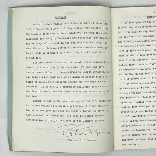 355 - Three works. The Reverend F. W. Warnes (Vicar of Gulval). 'A Thousand Ages in Thy Sight; The Parish ... 