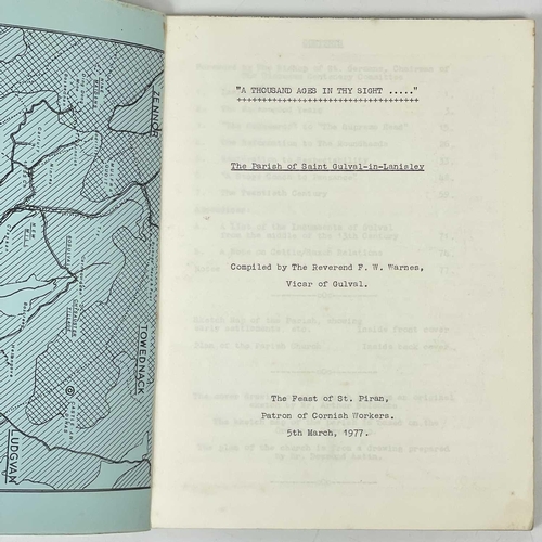 355 - Three works. The Reverend F. W. Warnes (Vicar of Gulval). 'A Thousand Ages in Thy Sight; The Parish ... 