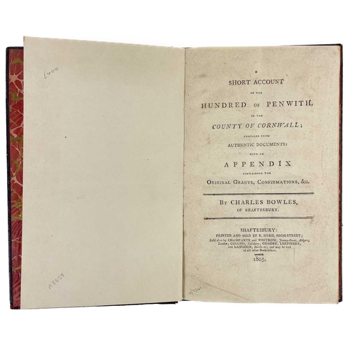 360 - Charles Bowles. 'A Short Account of the Hundred of Penwith in the County of Cornwall'. 'Compiled fro... 