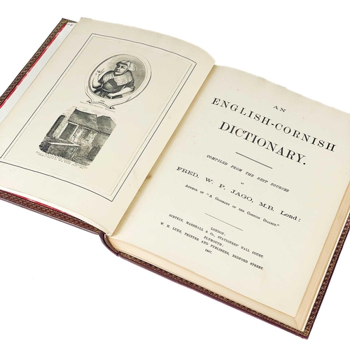 371 - Fred W. P. Jago An English Cornish Dictionary Compiled from the best sources, subscribers list at th... 