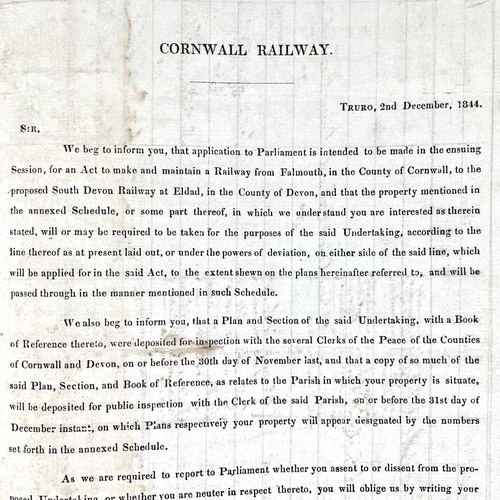 398 - Cornwall Railway interest. Carew-Pole Papers. Three vols of bound letters and indentures. Vol I-'Two... 