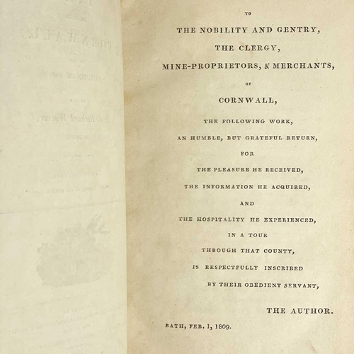 407 - Rev. Richard Warner. 'A Tour Through Cornwall in the Autumn of 1808'. First edition, in original boa... 