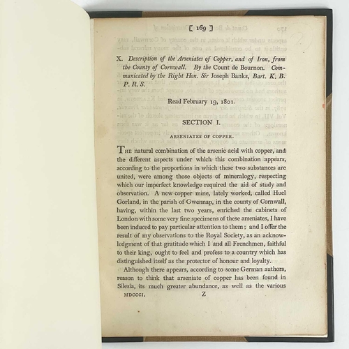 409 - Count De Bournon Descriptions of the Arseniates of Copper and of Iron, from the County of Cornwall T... 