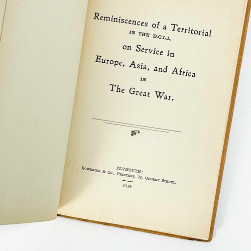 419 - Duke of Cornwall Light Infantry Interest Nemo. 'Reminiscences of a Territorial in the D.C.L.I. on Se... 