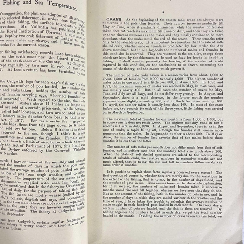 472 - 'Report of the Executive Committee for Fisheries for the Year 1897-1888,' J. T. Cunningham. 'Cornwal... 