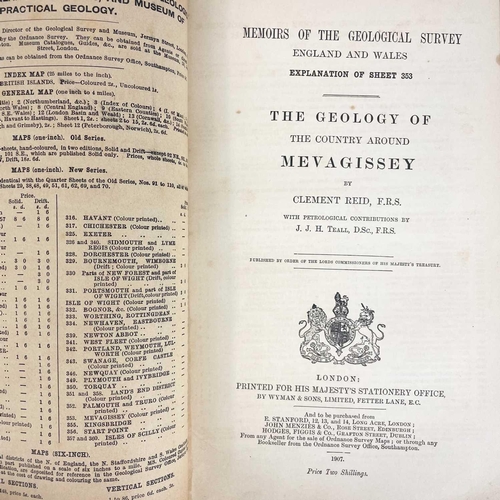 474 - Clement Reid F.R.S. 'The Geology of the Country Around Mevagissey'. First edition, 73 pages, 7 plate... 