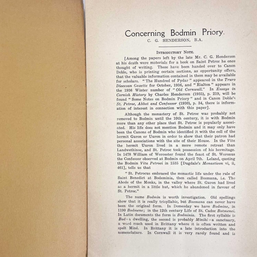 478 - Two works on the history of Bodmin. W. J. P. Burton. 'A History of Bodmin,' 62 pages, small octavo b... 