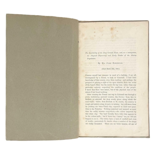 489 - John Roberton (Scottish Physician), 1859. 'The Insalubrity of the Deep Cornish Mines and as a Conseq... 