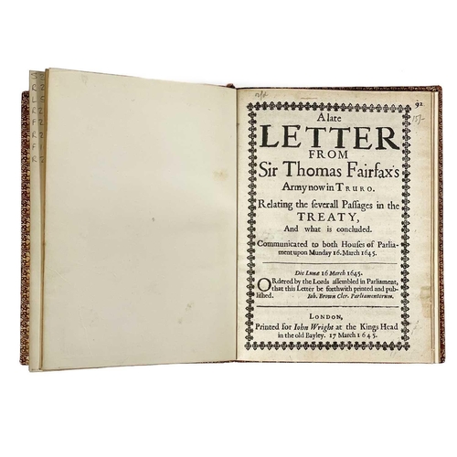 500 - Cornwall Civil War Tract, 1645 John Rushworth. 'A late letter from Sir Thomas Fairfax’s army now in ... 