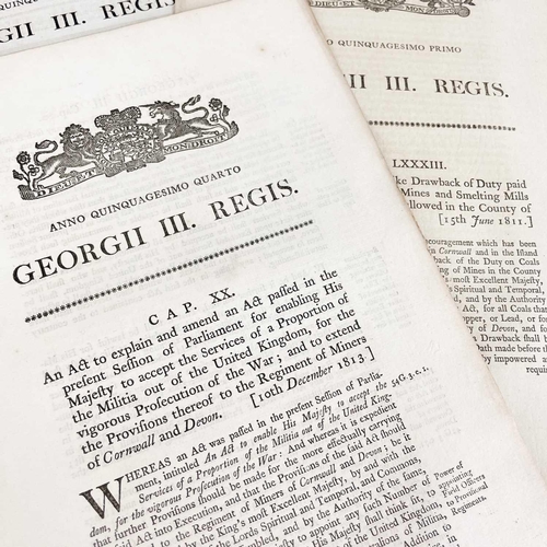 502 - Mining interest. Five Parliamentary Acts. 'An act to permit the Services of the Regiment of Miners o... 