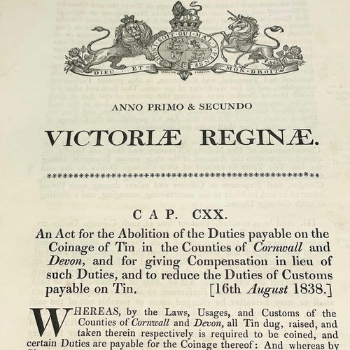 505 - Three Mining Acts. 'An Act to Declare and Define the Respective Rights of Her Majesty and of His Roy... 