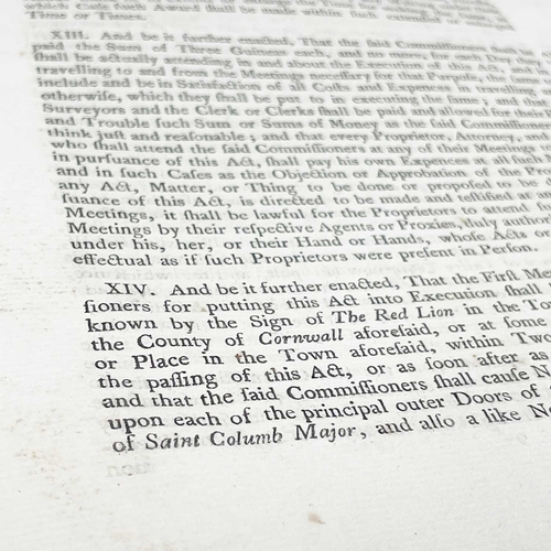 506 - St Columb Major Interest. 'An Act for Vesting His Majesty a certain Part of the Open Commons and Was... 