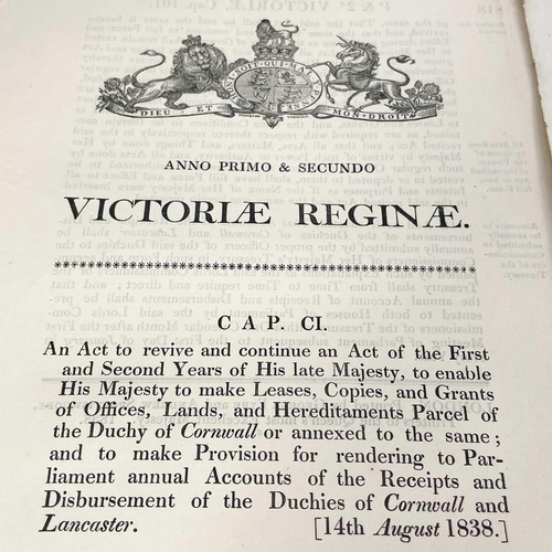 510 - Three Acts of Parliment 'An Act to Enable His Majesty to Make Leases, Copies and Grants of Offices, ... 