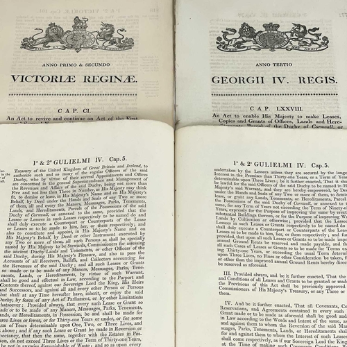 510 - Three Acts of Parliment 'An Act to Enable His Majesty to Make Leases, Copies and Grants of Offices, ... 