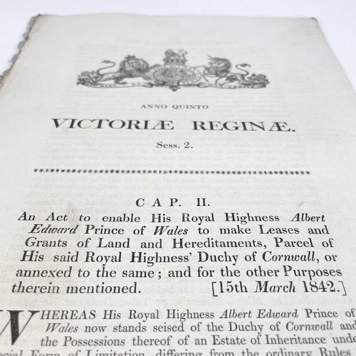 512 - Three Acts of Parliament. 'An Act to Enable His Royal Highness Albert Edward Prince of Wales to make... 