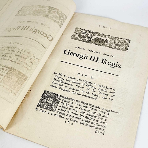 513 - Three Acts of Parliament. 'An Act to Enable his Majesty to Make Leases, Copies and Grants of Offices... 