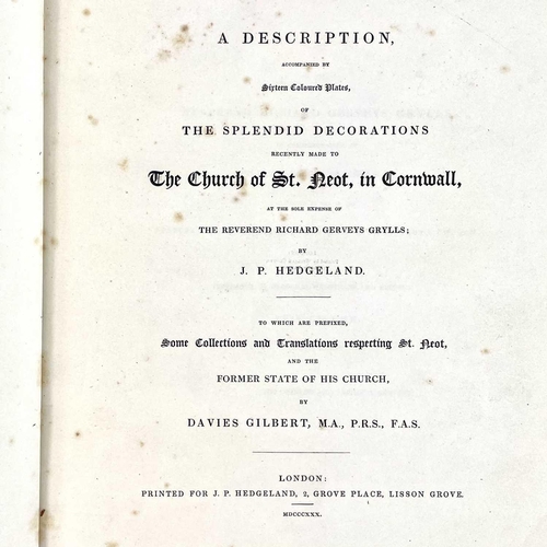 531 - John Pike Hedgeland and Davies Gilbert. 'The Stained Glass Windows of the Church of St Neot in Cornw... 