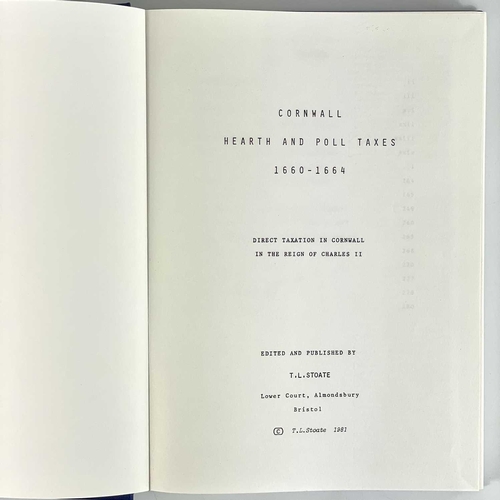 54 - T. L. Stoate. 'Cornwall Hearth and Poll Taxes 1660-1664'. 'Direct Taxation in Cornwall in the Reign ... 