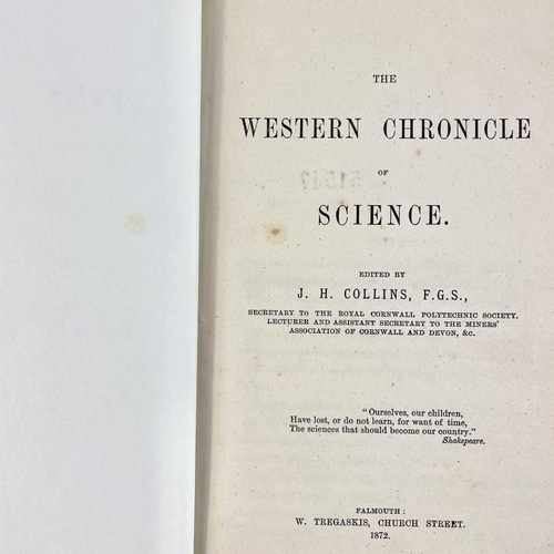 541 - J. H. Collins. 'The Western Chronicle of Science'. First edition, rebound, fold out colour illustrat... 