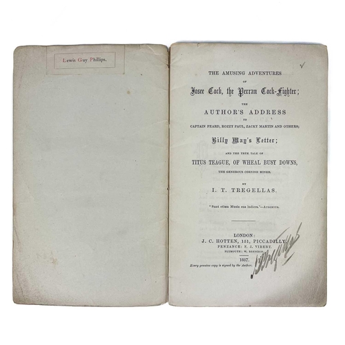 569 - I. T. Tregellas. 'Cornish Tales'. 'The Amusing Adventures of Josee Cock the Perran Cockfighter....an... 