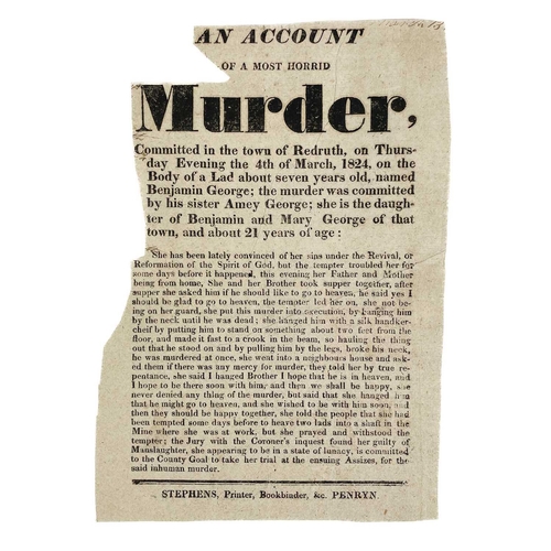 586 - 'An Account of a Most Horrid Murder'. 'Committed in the Town of Redruth, on Thursday Evening the 4th... 