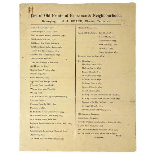 588 - Six printed broadsheets and ephemera. J. S. Enys [1866]. 'On Flint Flakes. A Paper Read before the R... 