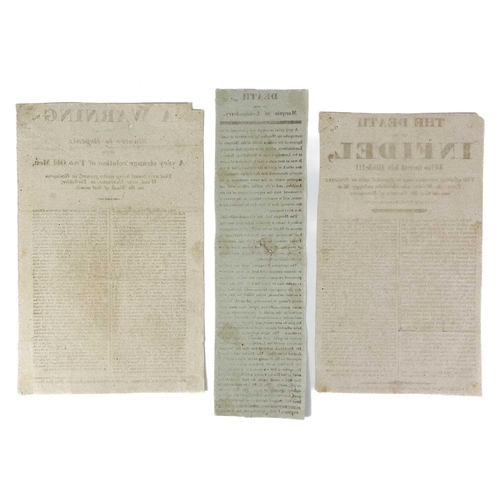 592 - Three early 19th century Cornish printed broadsheets. 'The Death of an Infidel, Who Burnt His Bible!... 