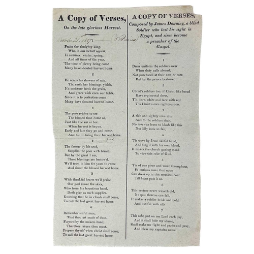 596 - Three early 19th century 'Copy of Verses' broadsheets. James Dowing. 'A Copy of Verses, Composed by ... 