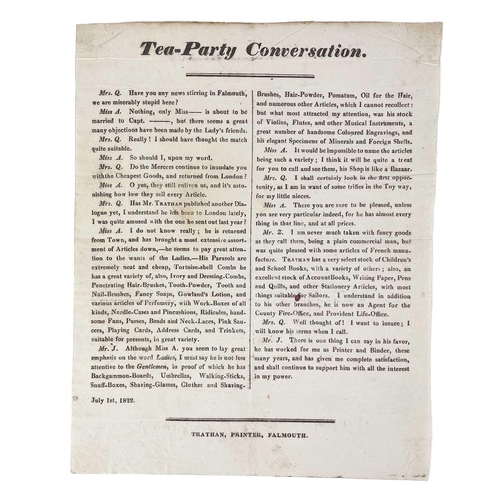 597 - Two broadsheets printed by James Jenkin Trathan. 'Street Conversations' quarto sheet, 227mm x 183mm,... 