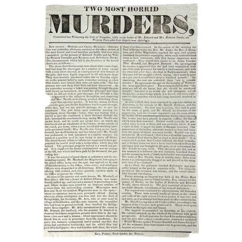 598 - Two Cornish printed broadsheets. 'Assizes' & 'Horrid Murder'. 'Sentences of Prisoners, that were tri... 