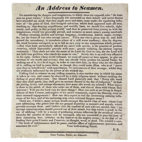 603 - Three 19th century broadsheets. Two from Falmouth and one from Penryn. 'The Loss of the 