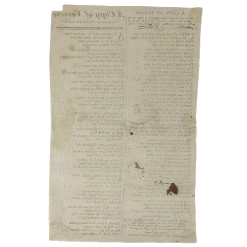 609 - James Davey. A rare early 19th century broadsheet. 'A Copy of Verse On the Sad Accident which happen... 