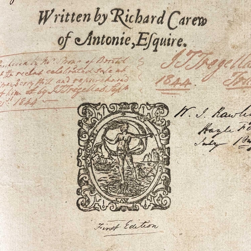 65 - Richard Carew of Antonie, Esq The Survey of Cornwall. First Edition, April 23rd, 1602 Printed by S. ... 