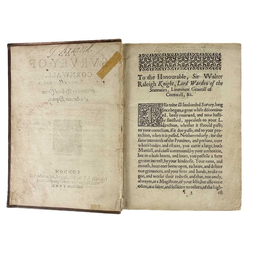 65 - Richard Carew of Antonie, Esq The Survey of Cornwall. First Edition, April 23rd, 1602 Printed by S. ... 