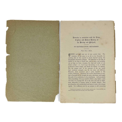 664 - Matthias Dunn of Mevagissey, 1888. 'Remarks in Connexion with the Laws, Capture and Natural History ... 