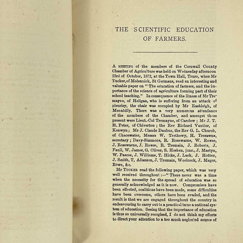 666 - E. S. Tucker. 'Cornwall County Chamber of Agriculture. The Scientific Education of Farmers'. First e... 