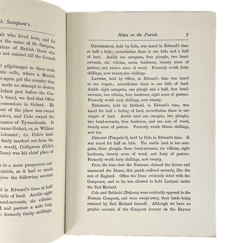 674 - E. W. Rashleigh. 'Notes on the Parish of Golant,' 'Alias St Sampsons and Notes on The Church by Hube... 