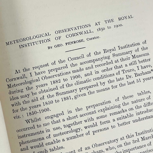 681 - George Penrose. 'Meteorological Observations at the Royal Institution of Cornwall, 1850-1900'. Origi... 