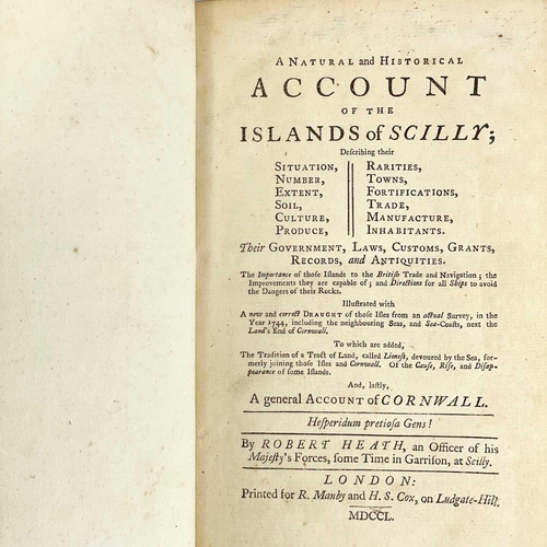 704 - Robert Heath. 'A Natural and Historical Account of the Isles of Scilly,' 1750. 'Describing their Sit... 