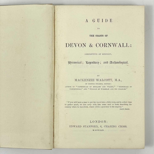 708 - Mackenzie Walcot. 'A Guide to the Coasts of Devon and Cornwall,' 1859. Original cloth, tear to fold ... 