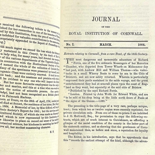 715 - The Royal Institution of Cornwall Journal Volumes 1 – 17, 1863 – 1908; a straight run. The Instituti... 