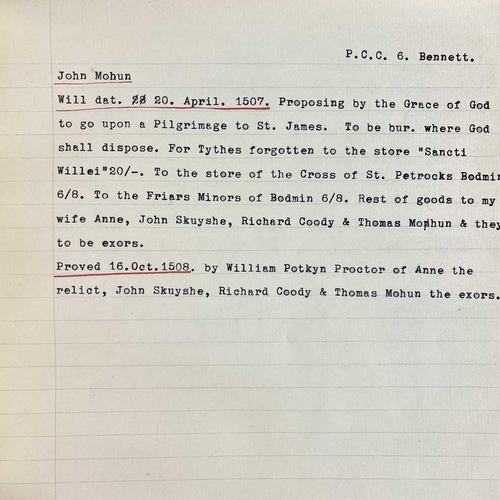 720 - R. M. Glencross. A very important work. R. M. Glencross. 'Cornish P. C. C. Wills before 1559,' volum... 