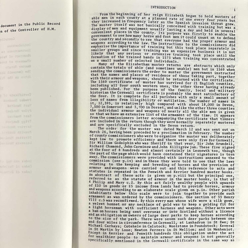 735 - H. L. Douch. 'The Cornwall Muster Roll for 1569'. First edition, a fine copy, published by T. L. Sto... 