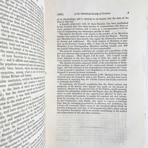 766 - 'Journal of the Statistical Society of London,' Volume I June 1838, volume II May 1838, including a ... 