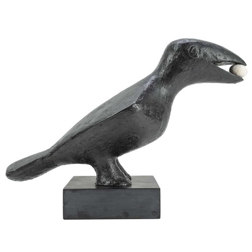 106 - Breon O'CASEY (1928-2011) Crow II, 2004 Bronze with slate base and marble seed Initialled BOC and nu... 