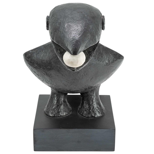 106 - Breon O'CASEY (1928-2011) Crow II, 2004 Bronze with slate base and marble seed Initialled BOC and nu... 